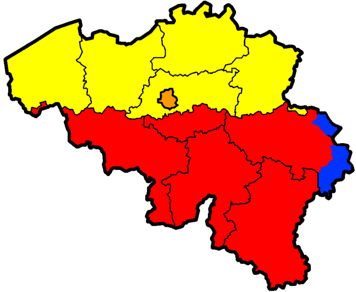Map of Belgium showing the provinces and regions.