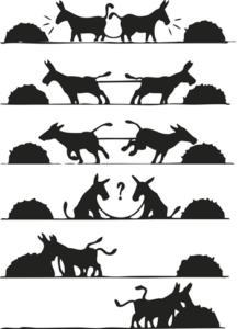 Image showing the Donkeys coming to an agreement