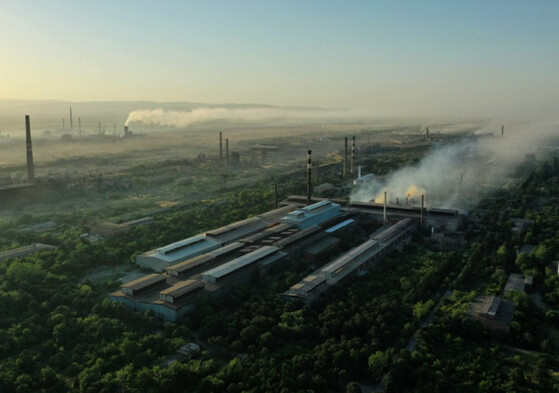 View of Rustavi’s factories smoke emission