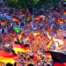 Football fans waving the German flag